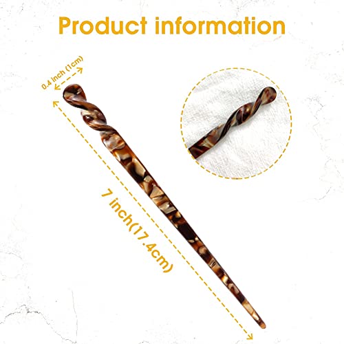 8 Pieces Acetate Hair Sticks Leopard Print Hair Pins For Women, Tortoise Acetate Hair Stick For Long Hair Thick Hair, Vintage Chop Sticks For Hair, Hair Accessories For Women Girls (Tortoise) #TOP5