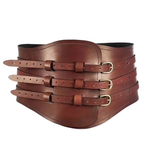 Medieval Mens Wide Leather, Genuine Brown Leather Corset Renaissance Accessory Wide Heavy Belt Viking Belt for Halloween Costume