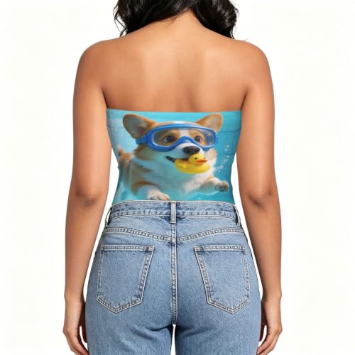 Top sin tirantes para mujer Diving Dog - Bandeau sin costuras con silicona antideslizante, bralette suave y elástico miniatura 3