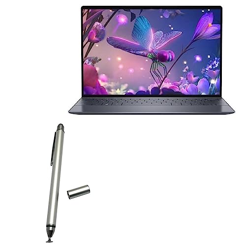 BoxWave Stylus Pen Compatible with Dell XPS 13 Plus (9320) - DualTip Capacitive Stylus, Fiber Tip Disc Tip Capacitive Stylus Pen - Metallic Silver