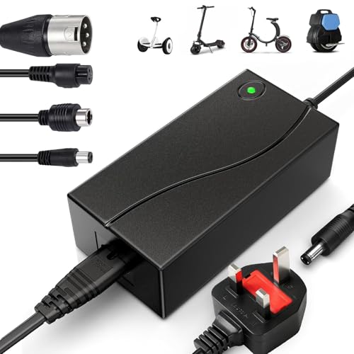 42V/2A Electric Scooter Charger Universal with 4 Connections for 36V Li-ion Battery Fast Charger for Xiaomi/Ninebot Mobility Scooter Hoverboard Electric Bike Drift Board Unicycle (Black)