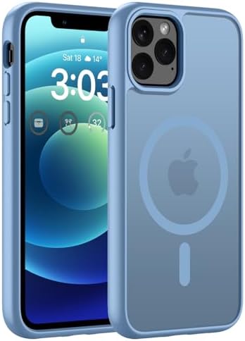 ORDA für iPhone 12 Pro Max Hülle, Kompatibel mit MagSafe, Hellblau | Durchscheinend Rückseite, Matt Magnetische Handyhülle, Stoßfest Kratzfeste Schutzhülle