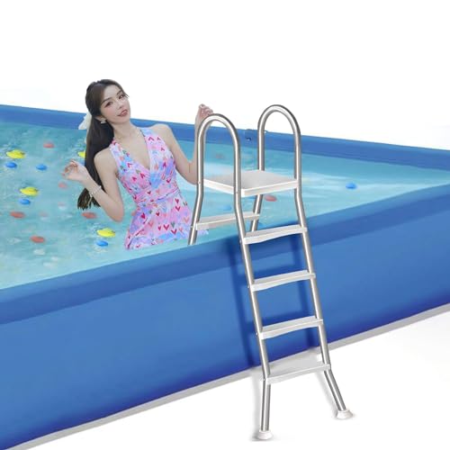 Escalera para piscina elevada acero inoxidable 4 peldaños miniatura 1