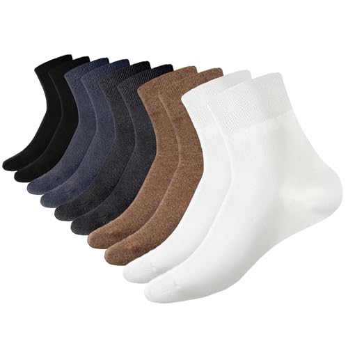 Ori Charm Men’s Cotton Ankle Socks - Seamless Toe & Heel, Moisture - Wicking, US Size 6-10, 10 Pairs (Neutral Colors) for All Seasons