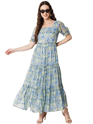 Image of ALL WAYS YOU Women's Casual Tie-Dye Half Sleeve Poly Georgette Ankle Length Dress for Women (A2107DRPR412)