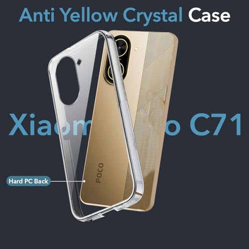 Image of Jkobi Lifetime Anti-Yellow Clear Back Cover Case for Poco C71 (Sleek Hard Crystal | Shockproof and Camera Protection)