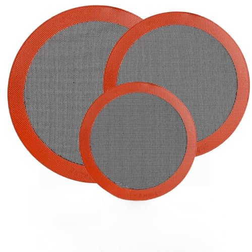 Lawnoval Juego de 3 alfombrillas de silicona para horno, redondas, no perforadas, resistentes al calor de -4 a 232, para hornear pasteles, albóndigas, fáciles de limpiar, 3 unidades