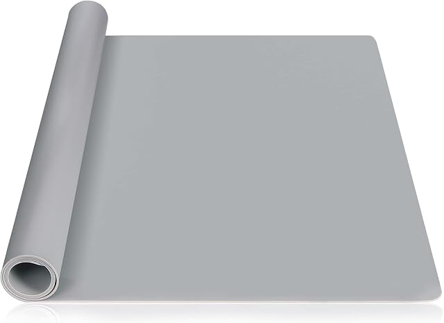 Webake Silicone Mat Large Heat Resistant 60 × 40 cm Multipurpose Nonstick Pastry Baking Mat for Worktops, Countertop Protector, Resin, Art and Craft Mat 24 x 16 Inch (Grey)
