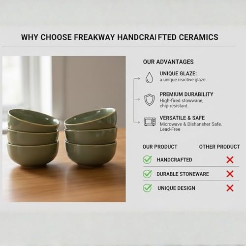 Image of Freakway Dinner Bowls, Green Ceramic, Set of 6
