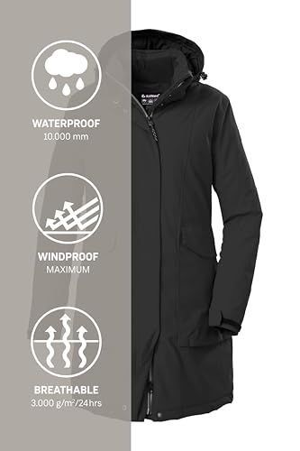 killtec Damen Parka/Mantel wasserdicht mit abzippbarer Kapuze Damen Funktionsparka, schwarz, 40, 43284-000
