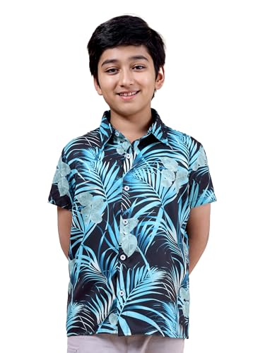 Image of Boys Printed Casual Shirt Short Sleeve Button Down Beach Shirt for Kids