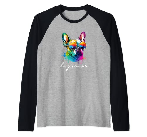 Bunte langhaarige französische Bulldogge Mom Raglan