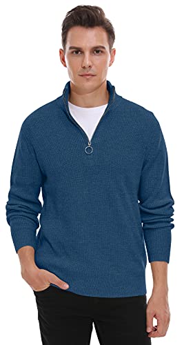Sailwind Men's Soft Sweaters Quarter Zip Pullover Classic Ribbed Turtleneck Sweater4