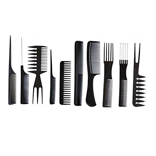 Weite 10pcs Black Professional Hair Brush Comb Salon Barber Anti-static Hair Combs Hairbrush Hairdressing Combs Hair Care Styling Tools (Black)