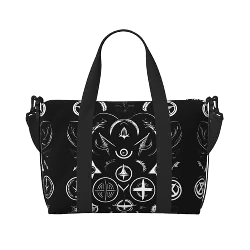 Supernatural Symbols - Bolsas de lona negras para viajes, versátiles bolsas de viaje y bolsas de gimnasio para hombres y mujeres, color negro, talla única