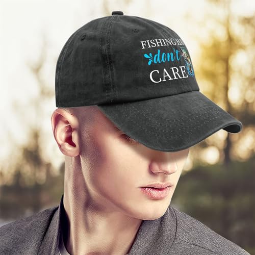Gorra de algodón ajustable para pesca unisex negra miniatura 4