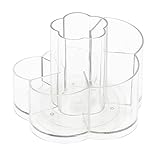 Weglae 360 Rotating Makeup Organizer Clear Cosmetic Storage Holder Tray with 6 Compartment Makeup Brush Lip Gloss Organizer Case Bathroom Cabinet Vanity Desktop Organizer Clear