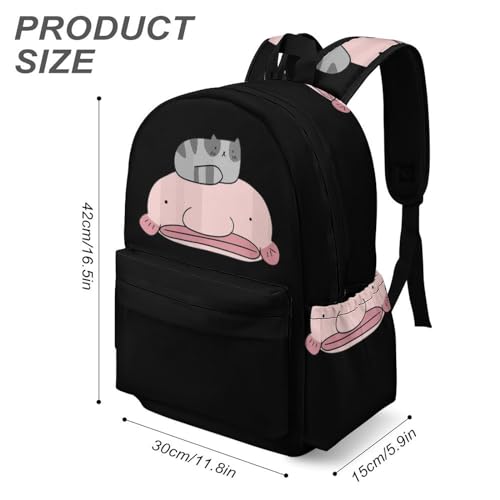 Cute Blobfish and Cat Laptop Backpack for Women Men Cute Shoulder Bag Printed Daypack for Travel Sports Work3