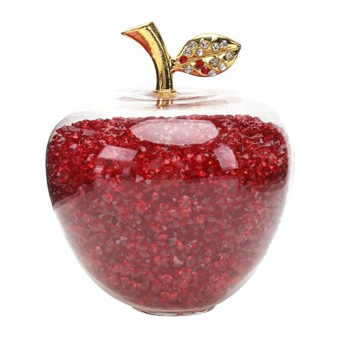 Vukayo 風水 幸運林檎 リンゴ インテリア クリスタル 置物 サンキャッチャー ギフト プレゼント SJPG-01 (レッド)
