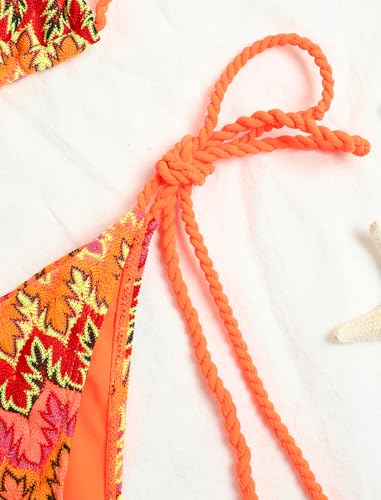 Image of ZAFUL 2 Piece Triangle Bikini for Women Knitted Rope Halter Bikini Sets Sexy Bathing Suit Side Tie Swimsuits Beachwear
