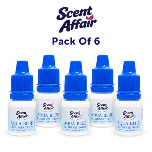 Image of Air Freshener Drops Concentrated Room Car Freshener Liquid Instant Odor Eliminator Fragrance Drops for Home Bathroom Kitchen Wardrobe Travel, Aqua Blue, Pack of 06