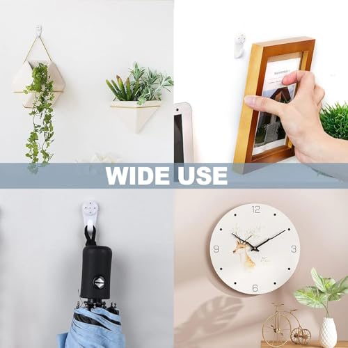 Image of 50 Pcs White Plastic Hangers Photo Frame Hanging Hooks, Non-Trace No Damage Concrete Wall Hooks, , for Hanging Picture, Photo, Fram