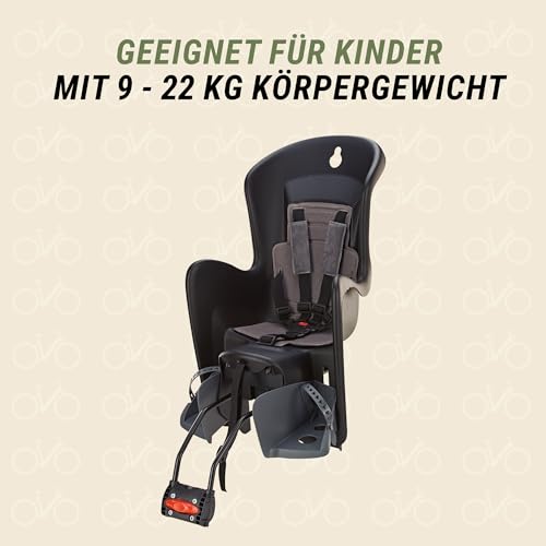 Polisport Bilby RS Fahrradkindersitz | Kindersitz für die Sattelrohrmonage | für Kinder zwischen 9 und 22 kg