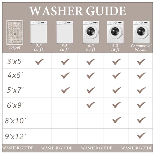 Madane Area Rug 3x5, Washable Entryway Rugs Printed Vintage Rugs for Bedroom Non Slip Indoor Kitchen Runner for Living Room Laundry Room Playroom Soft Non-Slip Floor Carpets, Brown/Gold