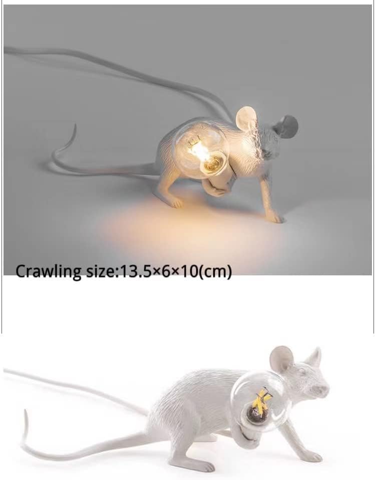 3 PCS Mouse Shape Table Lamp Set Decoration, Creative Resin Desk Light Bedside Lamp Gift,Modern Animal Lights for Bedroom Study Room Home Living Room Decor (White)