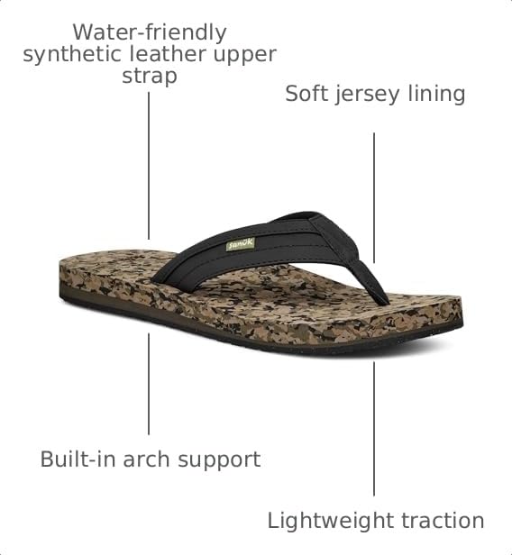 Image of Sanuk Mens Ziggy ST | Flip Flops for Men | Mens Sandals | Beach Sandals | Water Friendly & Lightweight | Comfort Footbed