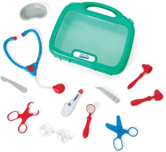 Kidoozie My First Doctor's Kit - Juguete de juego de simulación de 12 piezas con estuche de transporte, juego educativo para niños pequeños a partir