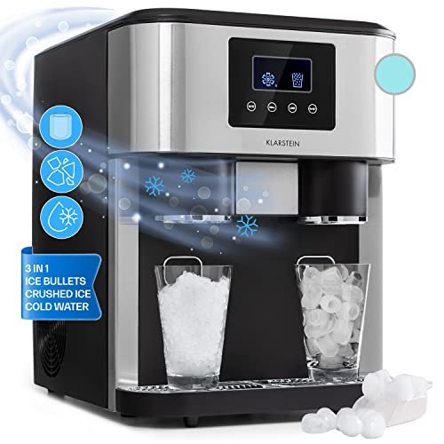 Klarstein 1.8L Small Ice Maker Machine, Counter Top Ice Machine For Home and Kitchen, Fast Operation, 15 kg of Crushed and Bullet Ice, Touch Controls, Easy To Clean Countertop Ice Cube Maker Machine