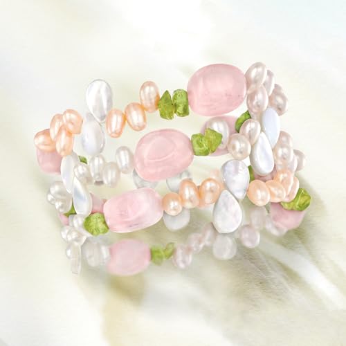 Ross-Simons 4-5mm Multicolored Cultured Pearl and Multi-Gemstone Jewelry Set: 3 Stretch Bracelets. 7 inches3