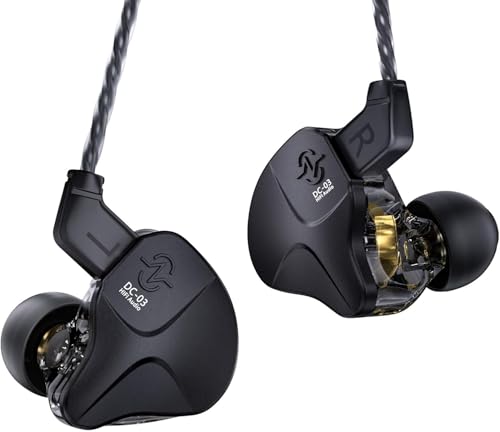 Yinyoo CCZ Sonata DC03 in ear monitor Auriculares HiFi con controlador dinámico magnético de 10mm, IEM deportivos de para juegos, auriculares con cable de 2Pin para regalo PC audiófilos(sin micrófono)