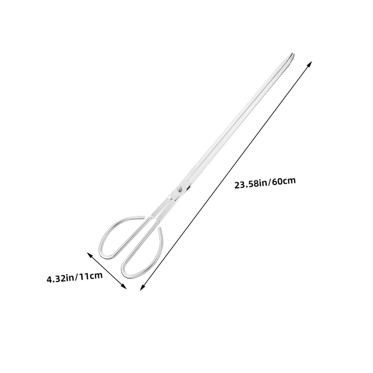 Pinza per Barbecue in Acciaio Inox, Lunga, per Carbone e Stufa | Argento, Uso Domestico e Campeggio, Resistente All'usura, Manico Allungato
