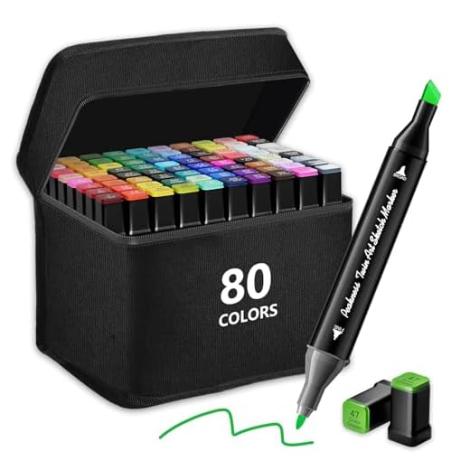 Rotuladores Alcohol de 80 Colores, Rotuladores Artísticos Doble Punta, Rotuladores Artist con Base y Maletín de Transporte para Graffiti, Caligrafía, Dibujo, Lettering