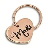 MiauCraft Custom Pet Tags Personalized for Cats & Dogs | Cat tag: Durable Stainless Steel. Custom Engraved Dog Tags for Collars, Harnesses & Leashes | Many Fonts & Design (Rose Gold, Heart)