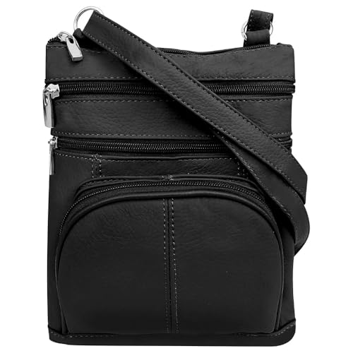 Skyway Leather Crossbody Purses For Women - Cross Body Bag Small Purse is Perfect To Carry Cell Phone, Cards and Accessories - Stylish and Durable - Black