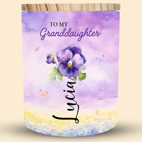 Personalized Granddaughter Keepsake Glass Jar with LED Light - Custom Birth Month Flower and Name Gift for Granddaughters - Image 5