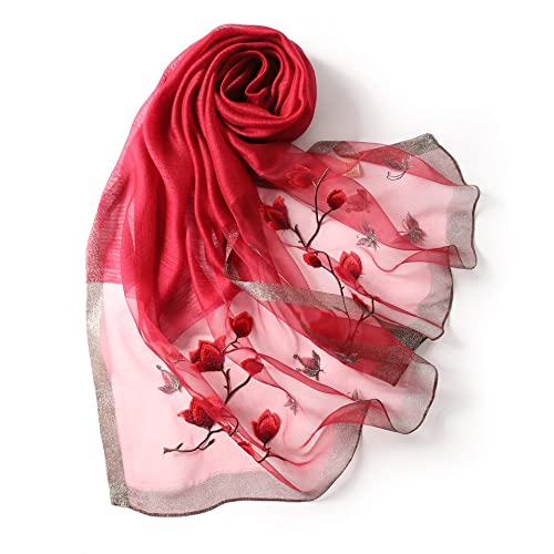Châle en soie pure femme léger grand paréo de plage chic et voile hijab fluide