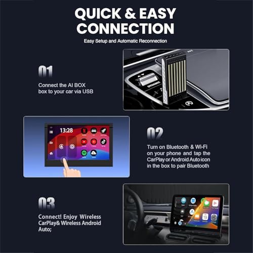 Image of Carlizem Carlizem Wireless AI Car Box 3-in-1 Wireless CarPlay & Android Auto with YouTube /Netflix /Prime /Hotstar 4GB RAM 32GB Storage Cortex-M3 Processor Android 13 BT 5.4 GMS Certified Plug & Play