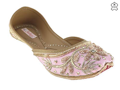 Image of Fulkari Women's Murraya Genuine Soft Leather Juttis | Bite and Pinch Free Jutis | Punjabi Jutti For Ladies | Bridal Ethnic Stylish Mojari Flats For Girls |