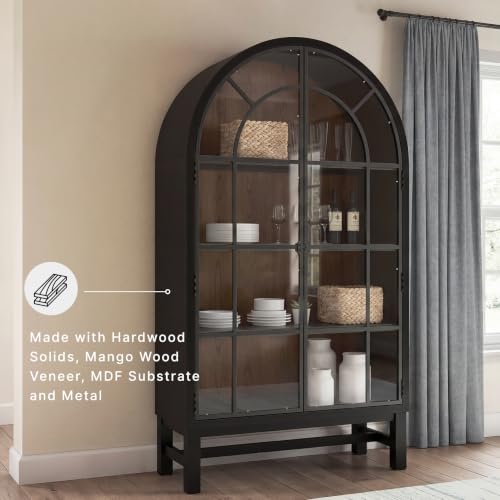 Image of Signature Design by Ashley Basinger Arched Display Cabinet, Black /Brown