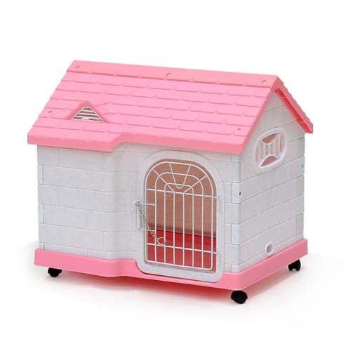 Image of Dear Pet Weatherproof Plastic Dog House 63.5x46x58.5 cm - UV‑Resistant, Insulated, Portable Kennel with Ventilation & Lockable Door - Easy‑Clean Indoor /Outdoor Pet Shelter