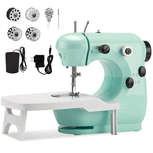 Beginner Sewing Machine with Extension Table,Midvalley Handheld Sewing Machine for Kids,Mini Sewing Machine with Dual Speed,and Double Thread,Electric Hand Sewing Machine for Crafts Household