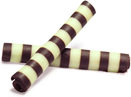Belgian Dark and White Chocolate Striped Twister Decoration Sticks - 1.46" Long, 3150 Count - Gourmet Dessert Toppings