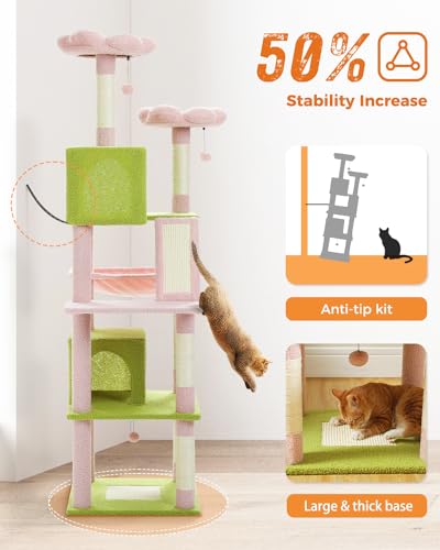 Arbol Para Gatos Multinivel De 70.9 Pulgadas Color Rosa miniatura 4