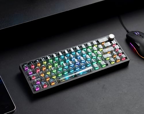 Image of dagaladoo Black Clear Keyboard keycaps,Transparent keycaps 60 75 100 Percent,Crystal Jelly Key Cap Set,Shine Through Key caps.,Cherry Profile Key caps for Mx Switches Mechanical Keyboard
