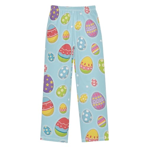 ZZXXB Colorful Eggs Print Boys Long Pants Soft Trousers Elastic Waist Kids Lounge Bottoms with Pockets S-XL