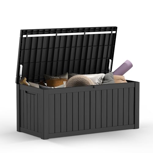 Mars Villa 120 Gallon Outdoor Storage Box, Waterproof Deck Box, L...